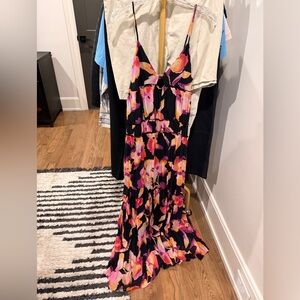 RAILS (NWT): Floral Maxi Dress in Black with Pink & Orange Blooms